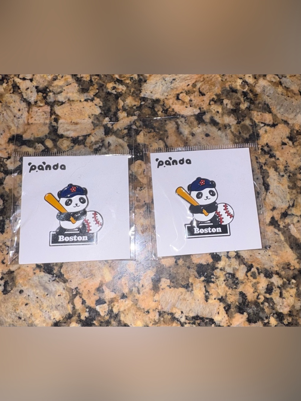 Boston Panda Baseball Enamel Pin - Yellow Bat, 2026, 2 pins included